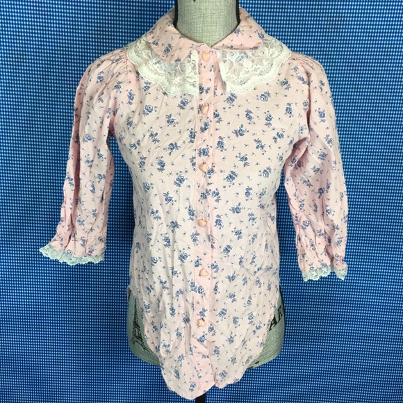 Vintage Tops - Vintage 80s 90s Whiskers Floral Lace Western Shirt